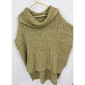 Anthropologie Moth cotton alpaca wool blend  poncho olive green  sweater M/L